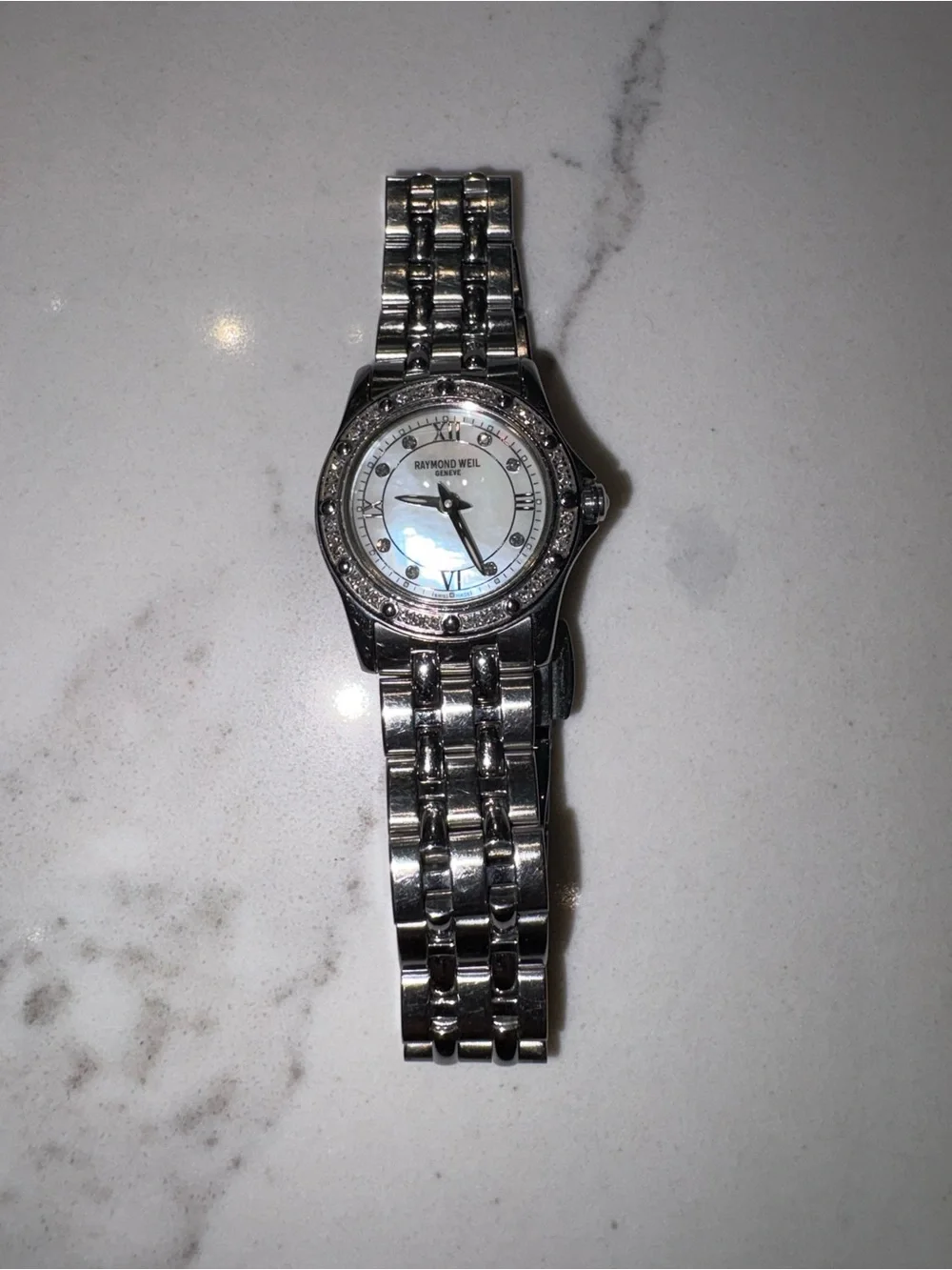 Raymond Weil Silver Stainless Steel Tango Watch with Mother-of-Pearl Dial